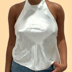 Urban Outfitters White Asymmetrical Backless Tank Top